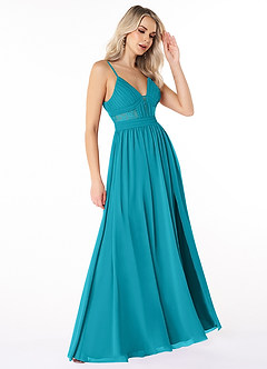 Azazie Elsy Vendita Finale Abito A-Line in Chiffon Pizzo Giada image4