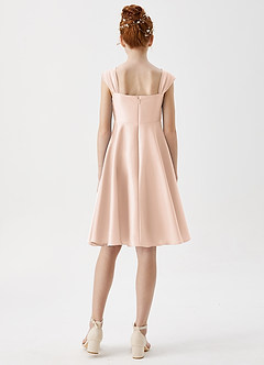Azazie Amira Junior A-Linie Plissee Stretch-Satin Kleid Zartrosa image2