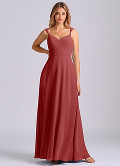 Azazie Beatrice 신부 들러리 드레스 A라인 스윗하트 네크라인 쉬폰 바닥 길이 드레스 image3