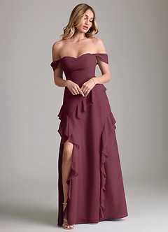 Azazie Sloane Bridesmaid Dresses Cabernet A-Line Sweetheart Neckline Chiffon Dress image4