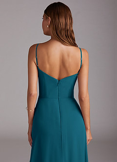 Azazie Marley Bridesmaid Dresses Ink Blue A-Line Off the Shoulder Chiffon Convertible Dress image11