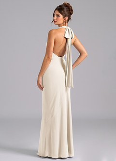 Azazie Velli Bridesmaid Dresses White Alabaster Mermaid High Neck Chiffon Dress image7