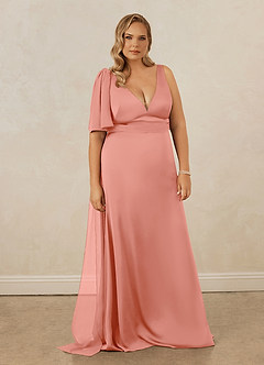Christian Siriano Bridal for Azazie 1011 Bridesmaid Dresses Coral Mermaid Bow Stretch Satin Dress image11
