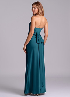 Azazie Ailanie Brudtärnklänningar Klä av Tubklänning i Stretch Satin Axelbandslös Bläckblå image2