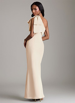 Azazie Yuanna Bridesmaid Dresses White Alabaster Mermaid One Shoulder Chiffon Dress image2