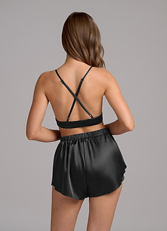 front 3-teiliges Loungewear-Set aus Satin mit Federärmeln