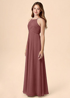 Azazie Ginny Junior Linia A Pofałdowany Szyfon Długość podłogi Młodsza druhna Sukienka image3