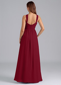 Azazie Mianna Bridesmaid Dresses Burgundy A-Line Pleated Chiffon Dress image2