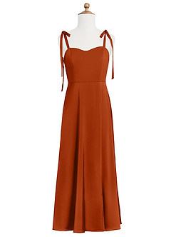 Azazie Rosey Junior Robe Trapèze en Satin extensible Encolure en Forme de Cœur Orange Brûlée image7