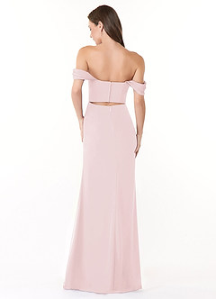 Azazie Lynnie Vestidos de damas de honor Vestido de Rosa Rubor de Gasa de Corte Sirena Convertible con Vestidos sin tirantes image4