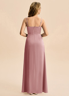 Azazie Abby Junior Dusty Rose A-Line Pleated Stretch Satin Dress image2