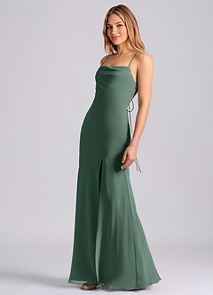 Azazie Grata Bridesmaid Dresses Sea Moss Mermaid Pleated Chiffon Dress image4