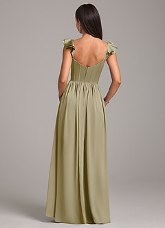 Azazie Denisse Bridesmaid Dresses Moss Green A-Line Ruched Stretch Satin Dress image2