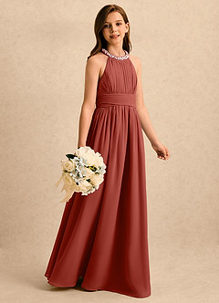 Azazie Aria Girls Formal Flower Girl Klänningar Klänning A-Line i Chiffong Plisserad image3