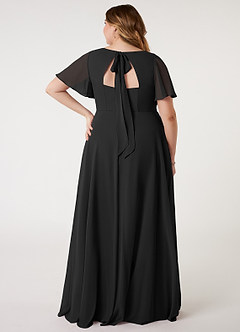 Azazie Kimber Bridesmaid Dresses A-Line Flounce Sleeve Chiffon Floor-Length Dress image7