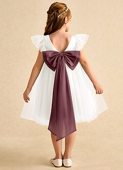 Azazie Munchkin Flower Girl Dresses Ivory Sangria A-Line Bow Tulle Dress image1