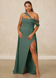 Christian Siriano Bridal for Azazie 1014 Bridesmaid Dresses Sea Moss A-Line Off the Shoulder Chiffon Dress image12