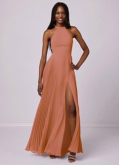 Barbie ♥ Azazie Vestidos de damas de honor Vestido de Mai Tai de Gasa de Corte en A con Plisado image1