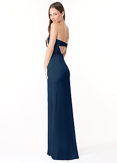 Azazie Leonis Bridesmaid Dresses Dark Navy Mermaid Pleated Stretch Satin Convertible Dress image7
