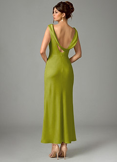 Azazie Kieryn Bridesmaid Dresses Lemongrass Mermaid Pleated Stretch Satin Dress image5
