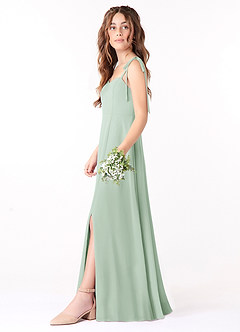 Azazie Rosey Junior Agave A-Line Sweetheart Neckline Chiffon Dress image3