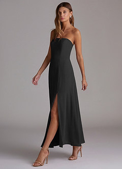 Azazie Wren 신부 들러리 드레스 A라인 스트랩리스 쉬폰 발목 길이 드레스 image3