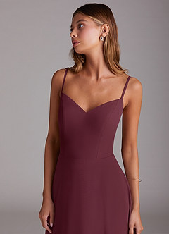 Azazie Marley Bridesmaid Dresses Cabernet A-Line Off the Shoulder Chiffon Convertible Dress image2