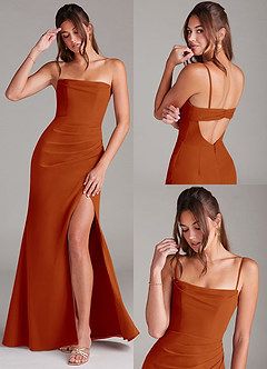Azazie Leonis Bridesmaid Dresses Paprika Sheath Strapless Chiffon Convertible Dress image9