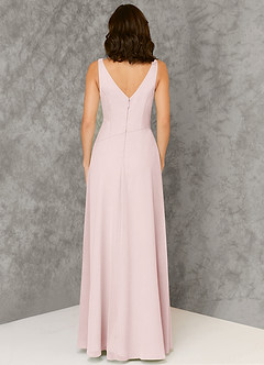 Azazie Kori Bridesmaid Dresses Blushing Pink A-Line Pleated Chiffon Dress image2