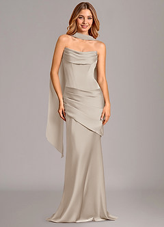 Azazie Pelagia Bridesmaid Dresses Frost Mermaid Corset Stretch Satin Convertible Dress image1