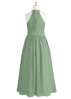 Azazie Iman Junior Matcha A-Line Pleated Chiffon Dress image7
