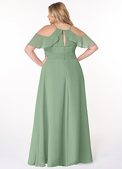 Azazie Dakota Vestidos de damas de honor Vestido de Matcha de Gasa de Corte en A con Cuello en V plisado image14