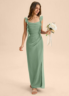Azazie Jessamine Junior Matcha Mermaid Sweetheart Neckline Chiffon Dress image3