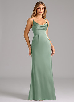 Azazie Aimee Bridesmaid Dresses Agave A-Line Sweetheart Neckline Stretch Satin Dress image3