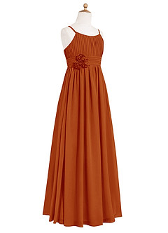 Azazie Astrid Junior Paprika A-Line Floral Chiffon Dress image6