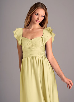 Azazie Anaya Brautjungfernkleider Wandelbar A-Linie Herzausschnitt Stretch-Satin Kleid Zitronensorbet image6