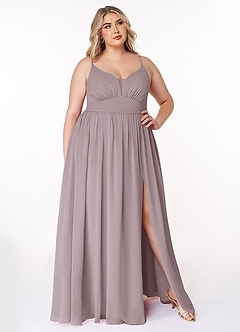 Azazie Rayna Brautjungfernkleider A-Linie V-Hals Gefaltet Chiffon Kleid Dämmerung image7