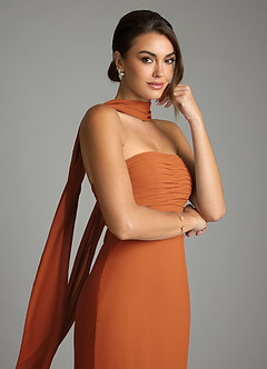 Azazie Saylor Vestidos de damas de honor Vestido de Canela de Gasa de Corte Sirena con Sin tirantes image2