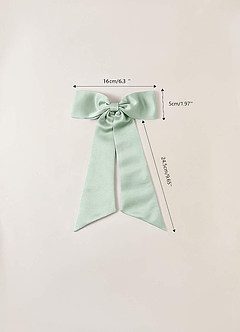 front Juego de pinzas para el cabello con lazo de satén elástico de color a juego