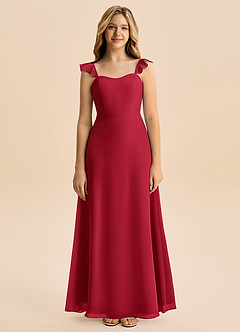 Azazie Mavie Junior Linia A Marszczony Szyfon Długość podłogi Młodsza druhna Sukienka image4