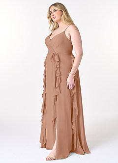 Azazie Peyton Bridesmaid Dresses Champagne Rose A-Line Ruched Chiffon Dress image9
