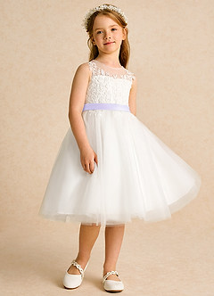 Azazie Lettie Jurken voor bloemenmeisjes Baljurk Jurk van Kant Ivoor Lila image4