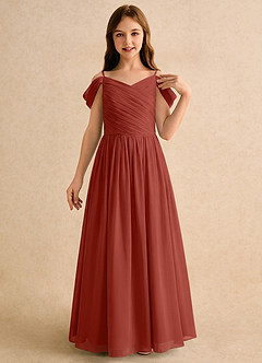 Azazie Chelo Girls Formal Flower Girl Klänningar Klä A-Linje i Chiffong Plisserad image5