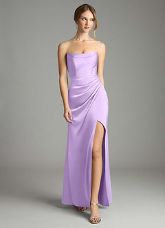 Azazie Leonis Bridesmaid Dresses Lilac Mermaid Pleated Stretch Satin Convertible Dress image5