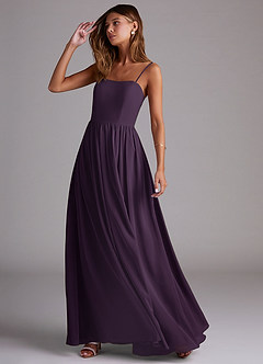 Azazie Calianna Bridesmaid Dresses Plum A-Line Off the Shoulder Chiffon Convertible Dress image3