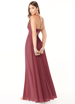 Azazie Aaida Jurken voor bruidsmeisjes Jurk van Chiffon met A-Lijn Korset Merlot image6