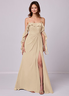 Barbie ♥ Azazie Bridesmaid Dresses Champagne A-Line Off the Shoulder Chiffon Convertible Dress image7