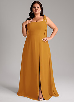 Azazie Debra Bridesmaid Dresses Butterscotch A-Line with Pockets Chiffon Convertible Dress image10