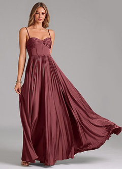 Azazie Tyla Bridesmaid Dresses Merlot A-Line Sweetheart Neckline Stretch Satin Dress image5