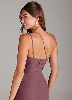 Azazie Eren Jurken voor bruidsmeisjes Jurk van Chiffon met Zeemeermin One-shoulder Sangria image2